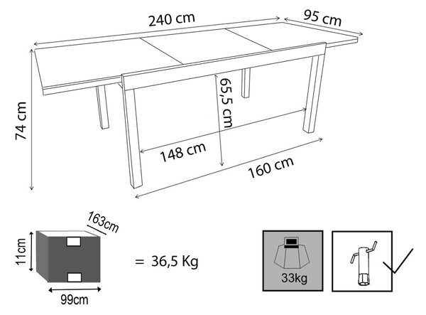 VIDUUS - tavolo da giardino allungabile in alluminio e polywood