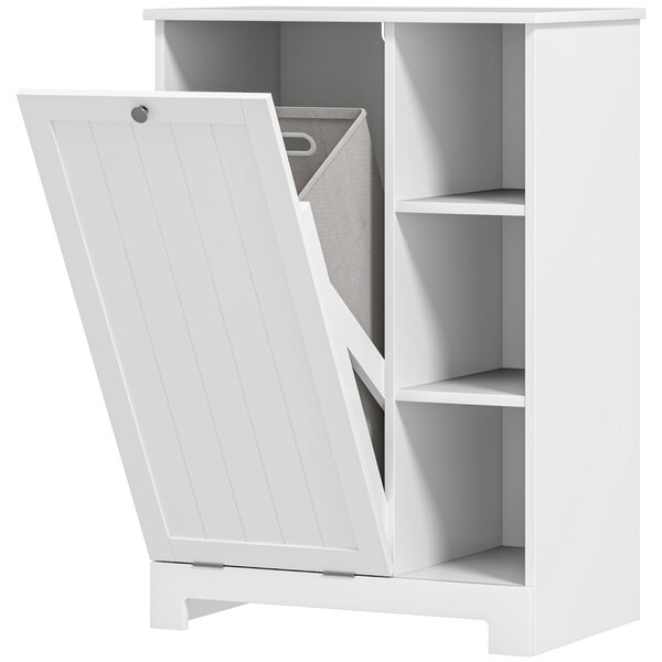 HOMCOM Mobile Bagno Portabiancheria con Cesto Rimovibile e Ripiani Regolabili, 60x38x86 cm, Bianco