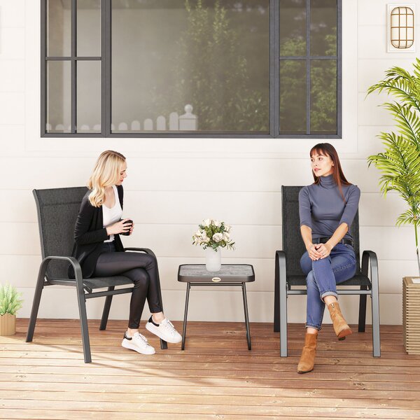 Set Bar 3 Pezzi Con Tavolo Vetro E Sgabelli - Ideale Per Esterni - Foto 10