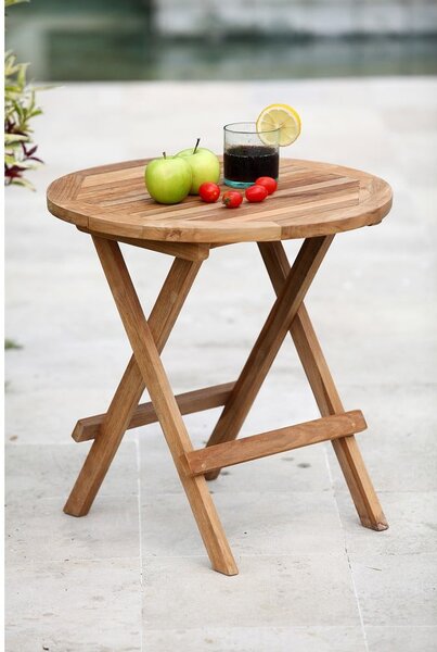 Tavolino da giardino rotondo in teak massiccio ø 50 cm Mitan – Garden Pleasure