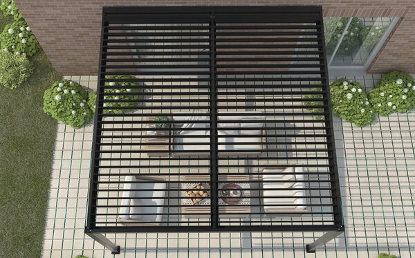 NIMBUS - pergola bioclimatica addossata in alluminio 3 x 4 m