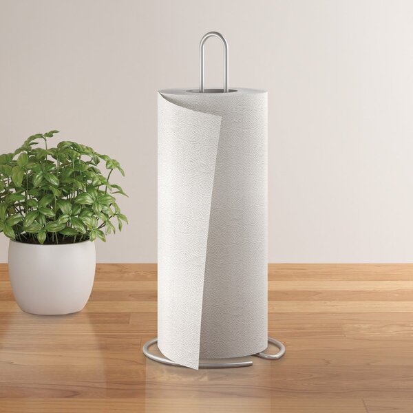 Portarotolo da cucina verticale color argento lucido in acciaio ø 14 cm Luxy – Metaltex