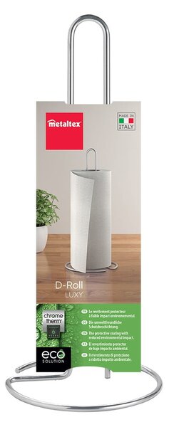 Portarotolo da cucina verticale color argento lucido in acciaio ø 14 cm Luxy – Metaltex