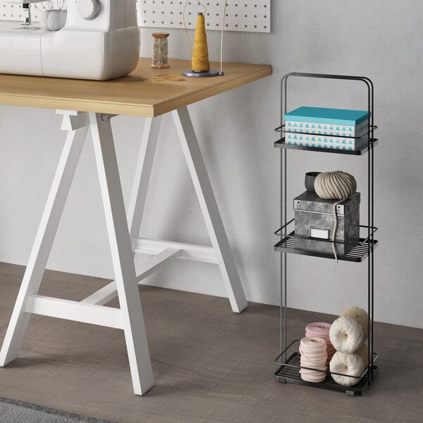 Mensola da bagno nera opaca in acciaio Lava – Metaltex