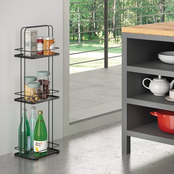 Mensola da bagno nera opaca in acciaio Lava – Metaltex