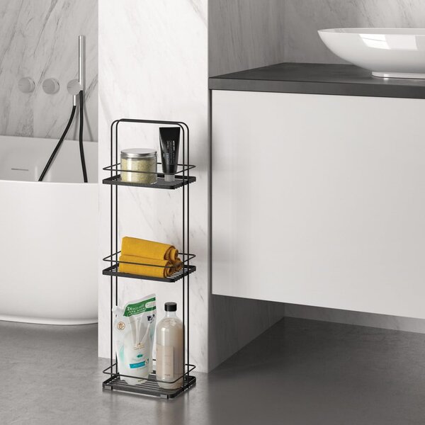 Mensola da bagno nera opaca in acciaio Lava – Metaltex