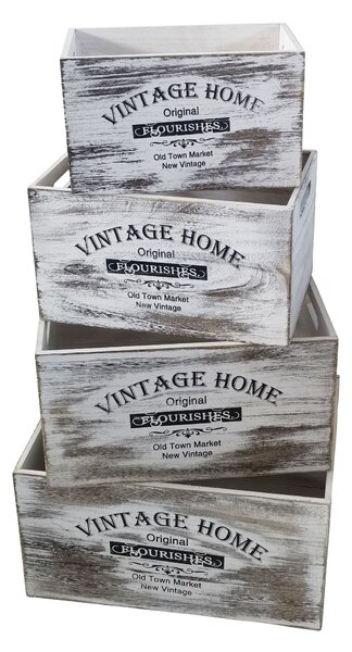 GISELA - set di 4 cassette in legno