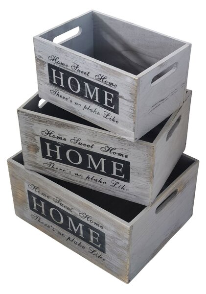 BRIANNA - set di 3 cassette in legno