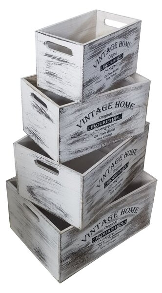 GISELA - set di 4 cassette in legno