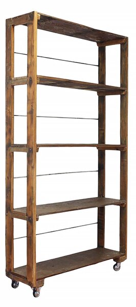 WINKY - mobile in legno riciclato con 5 ripiani su ruote