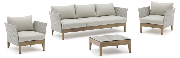 ZORA - salotto con struttura in alluminio effetto legno