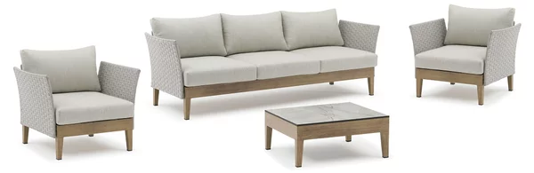 ZORA - salotto con struttura in alluminio effetto legno