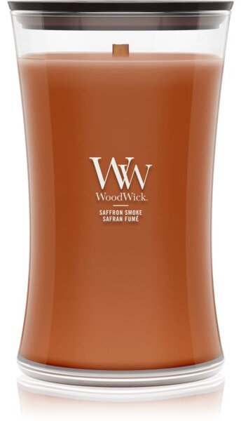 Woodwick Saffron Smoke candela profumata con stoppino in legno 610 g