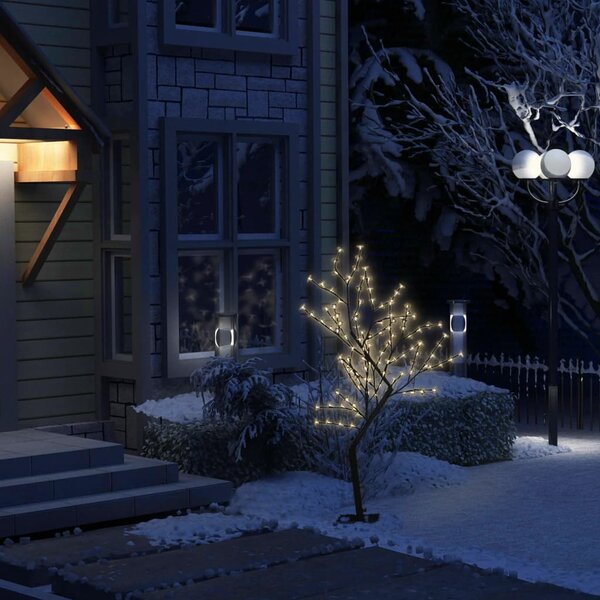 Albero di Natale 128 LED Bianco Caldo Ciliegio in Fiore 120 cm
