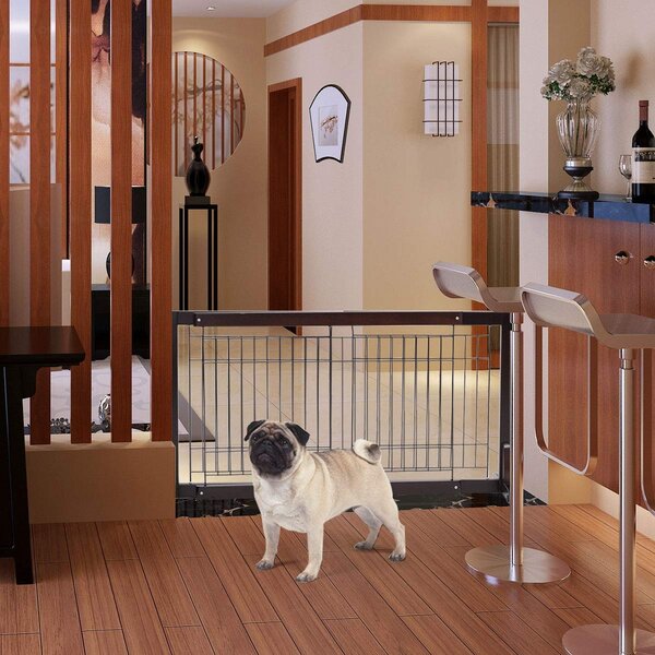 Costway Cancello di sicurezza in legno per animali domestici Barriera di sicurezza regolabile per cane (97-161)x32x53cm>