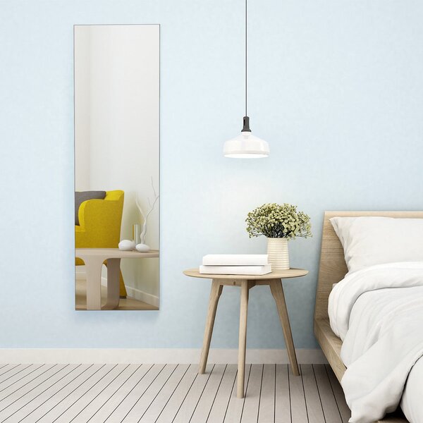Costway Armadio portagioie con specchio in legno a parete con LED interno 33,5x10x120cm Nero>
