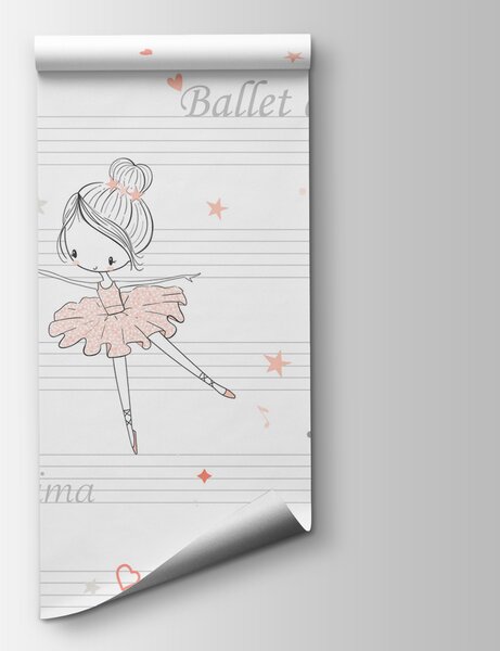 Carta da parati Un gruppo di ragazze dei cartoni animati che ballano su una nota musicale, Carta da parati per Bambini, Carta da parati popolare, w00755v2 - Tapeko.it