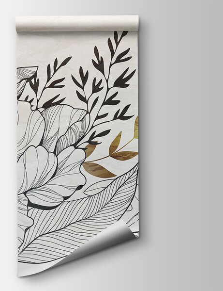 Carta da parati Disegno di un fiore, Carta da parati Floreale, Carta da parati popolare, u94307 - Tapeko.it