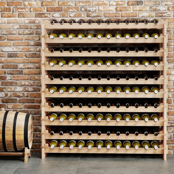Costway Supporto di stoccaggio del vino a 10 ripiani impilabili in legno, Portabottiglie per vino da 120 bottiglie Legno naturale