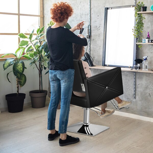 Costway Sedia da barbiere con pompa idraulica pesante e asciugacapelli con cappuccio, Sedia da salone e asciugacapelli professionale