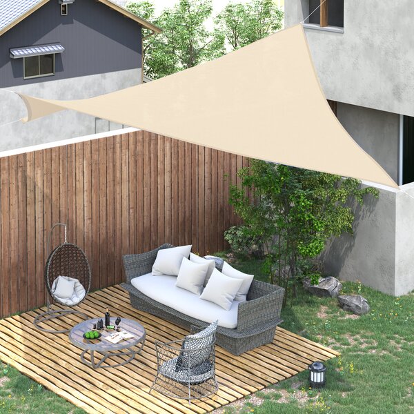 Outsunny Vela Ombreggiante Rettangolare 4x6m, Protezione Raggi UV, con 4 Ganci in Acciaio e Corde per Fissaggio, Crema | Aosom