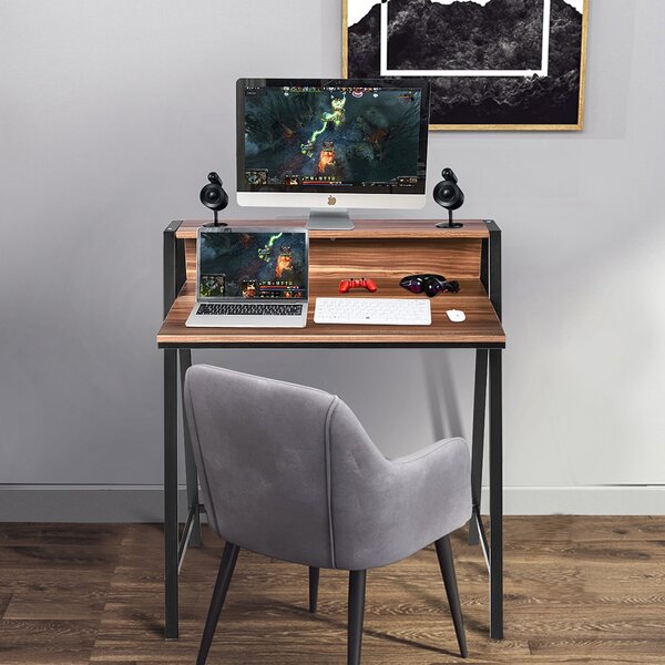 Alzata per scrivania spaziosa per doppio monitor con altezza