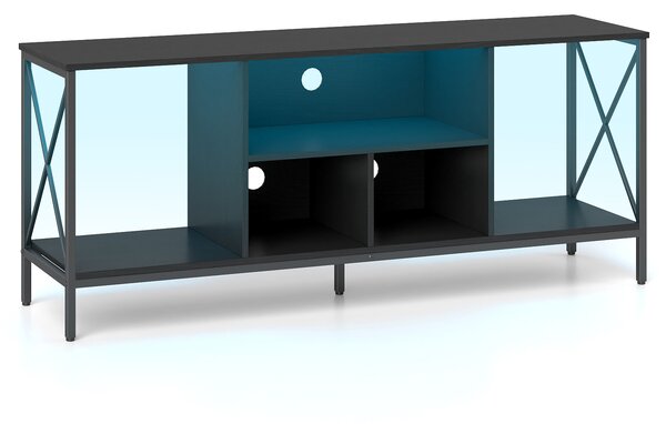 Costway Mobile tv moderno con luci per televisore fino a 65 pollici con 2 ripiani, Tavolino centro di intrattenimento in legno per salotto e camera