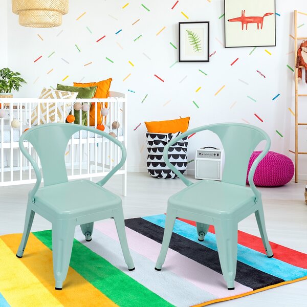 Costway Set di 2 sedie impilabili con schienale per bambini, Sedie per scuola materna camera da letto stanza dei giochi casa>