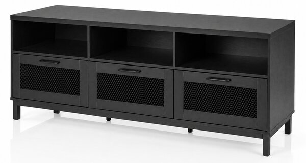 Costway Mobile porta tv fino a 75" con ampio piano 3 cassetti in rete, Supporto per televisore da terra per soggiorno e camera da letto Nero