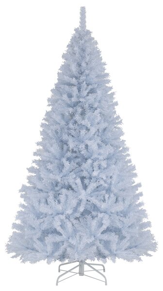 Costway Albero di natale 225 cm pieghevole con luci preinstallate, Albero di natale pieghevole con luci preinstallate Bianco