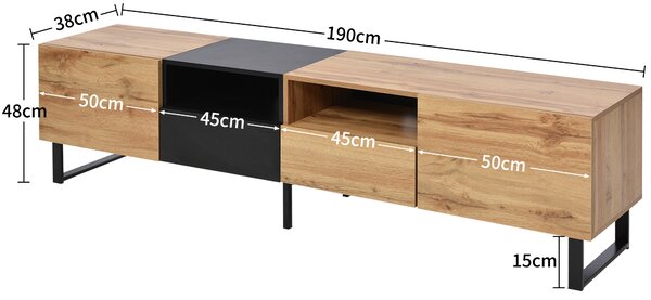 Moderno Mobile TV con Design Robusto, Nero e Color Legno|Aosom