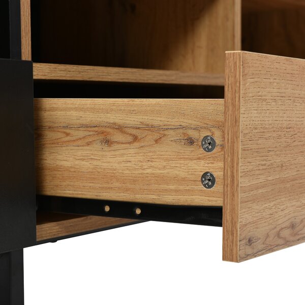 Moderno Mobile TV con Design Robusto, Nero e Color Legno|Aosom
