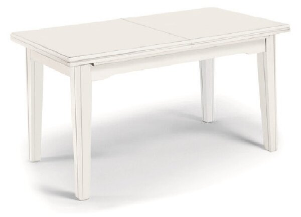 Tavolo pranzo allungabile in legno massello bianco opaco 160x85 cm