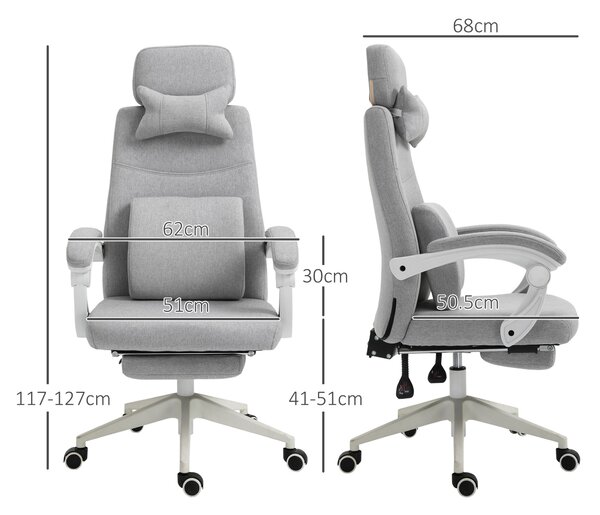 Vinsetto Sedia Ufficio Ergonomica Moderna Regolabile Reclinabile Sedile Scrivania del Computer con Braccioli e Poggiapiedi,grigio|Aosom