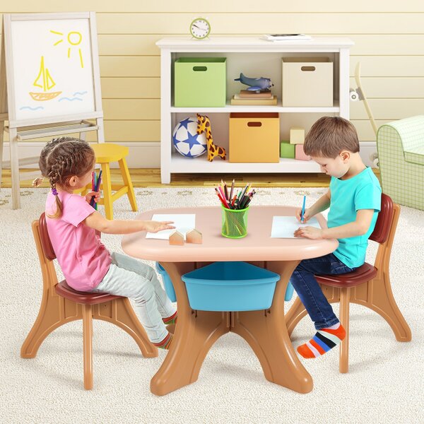 Costway Set scrivania e sedia per bambini con altezza regolabile e