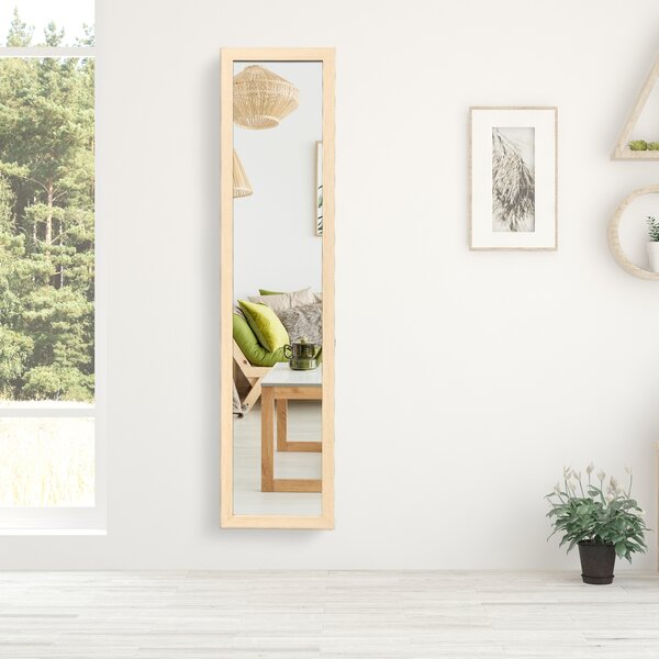 Costway Specchio a figura intera 155 x 37 cm con struttura di legno, Specchio moderno per camera da letto salone ingresso, Naturale>