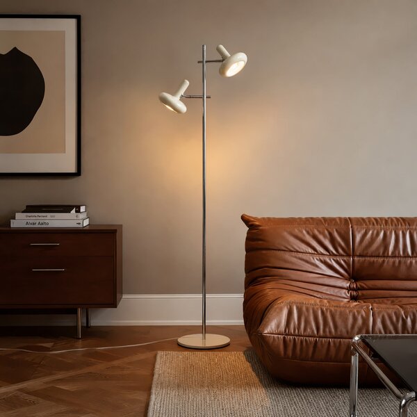 Lampada da terra Lindby, Dylan, Beige, Soggiorno, Metallo, Vintage