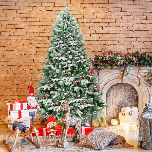 Costway Albero di Natale innevato con base pieghevole e flessibile, Abete  artificiale con foglie in PE e PVC>