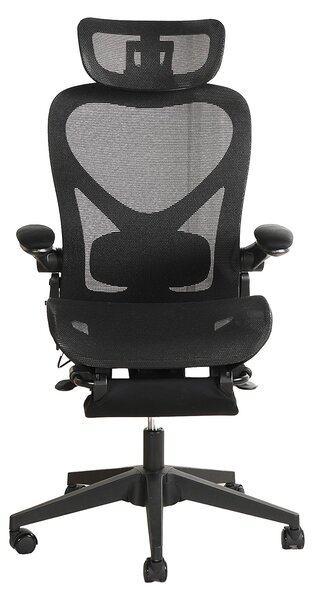 Sedia da ufficio ergonomica pieghevole, salvaspazio, con supporto lombare, imbottitura a rete, braccioli pieghevoli, poggiatesta 3D e poggiapiedi. Modello L3