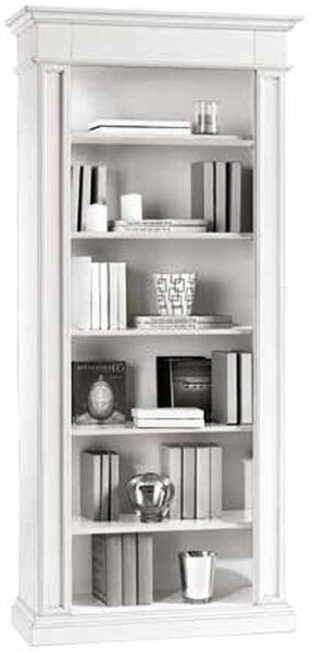 Libreria arte povera in legno massello bianco 93x40x205 cm