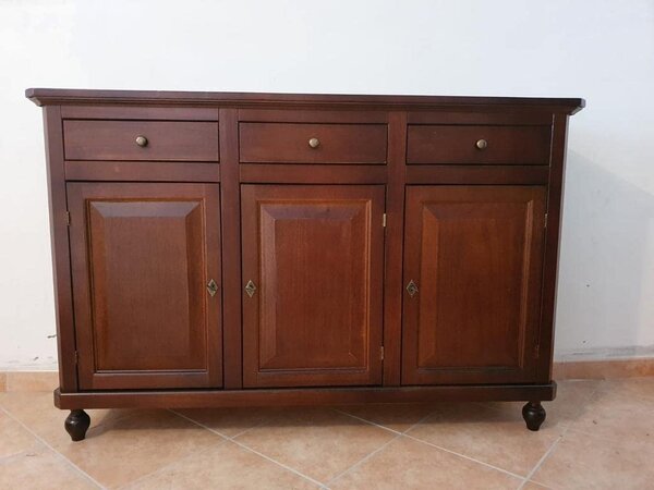 Credenza classica in legno in noce lucido 150 x 43