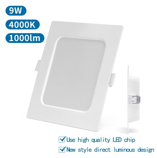 Aigostar - Faretto LED da incasso 9W, 230V, 4000K, 14,5 x 14,5 cm, bianco