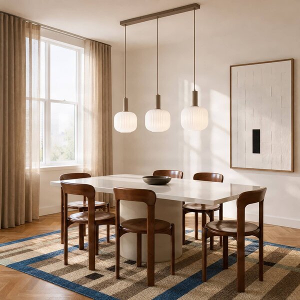 Lampada a sospensione Evey NOLA, dimmerabile, Crema / Ambra, Soggiorno / Sala da pranzo, Vetro, Scandinavo, Lampada a sospensione