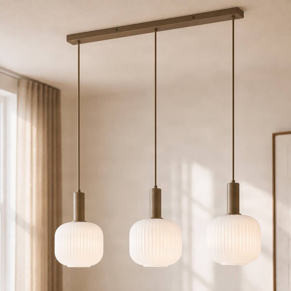 Lampada a sospensione Evey NOLA, dimmerabile, Crema / Ambra, Soggiorno / Sala da pranzo, Vetro, Scandinavo, Lampada a sospensione