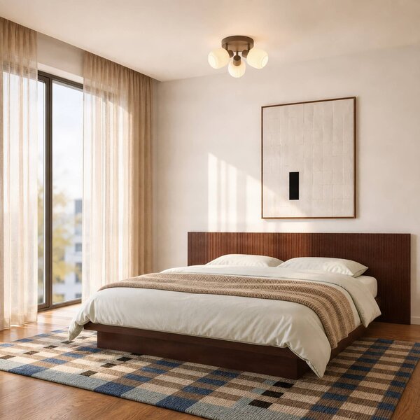 Faretto da soffitto Nola Evey, Ø 37 cm, a 3 luci, bianco/beige, vetro Evey NOLA, dimmerabile, Crema / Ambra, Soggiorno / Sala da pranzo, Vetro, Scandinavo, Faretto