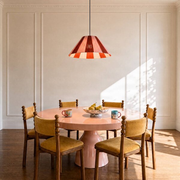 Lampada a sospensione Suly Lindby, dimmerabile, Rosso, Soggiorno / Sala da pranzo, Tessuto / Stoffa / Seta, Giovanile, Lampada a sospensione