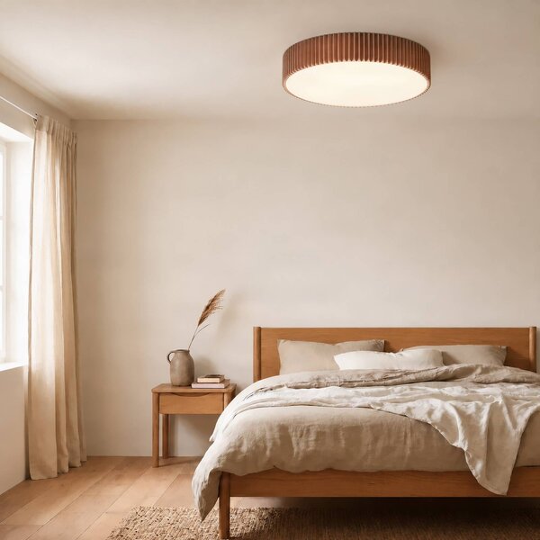 Plafoniera soffitto Zoey Lindby, dimmerabile, Marrone / Ruggine, Soggiorno / Sala da pranzo, Tessuto / Stoffa / Seta, Moderno, Plafoniera