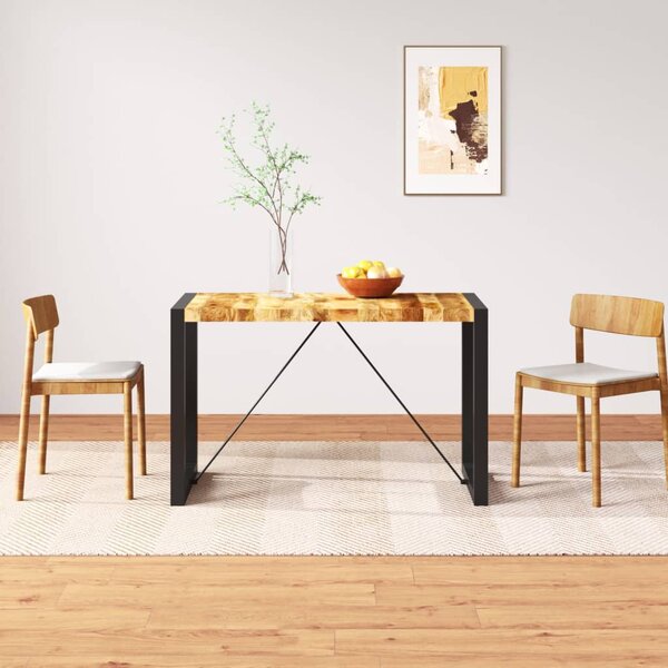 Tavolo da Pranzo in Legno Massello di Mango Grezzo 120 cm