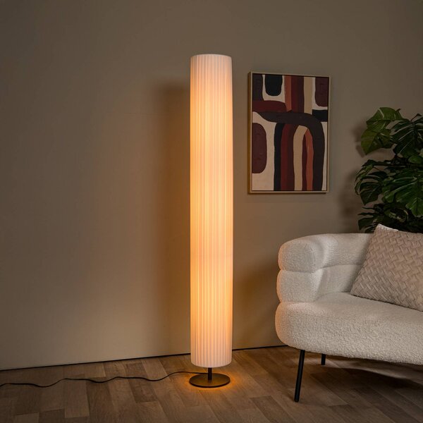 Lucide Lampada da terra FOLD, Bianco / Opale, Soggiorno / Sala da pranzo, Tessuto / Stoffa / Seta, Lampada da terra