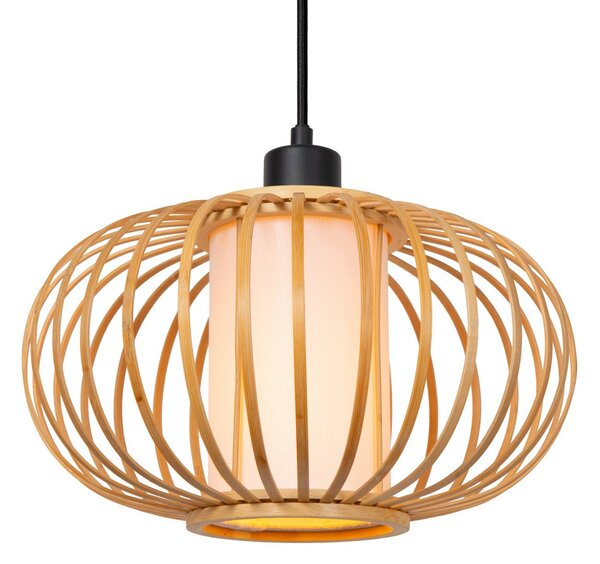 Lucide Lampada a sospensione THULINE, dimmerabile, Legno chiaro, Soggiorno / Sala da pranzo, bambù, Lampada a sospensione